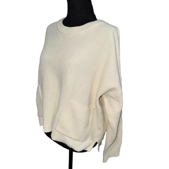MADEWELL Women’s Patch Pocket Pullover Sweater in Bright Ivory-Size X-Large - Picture 6 of 10
